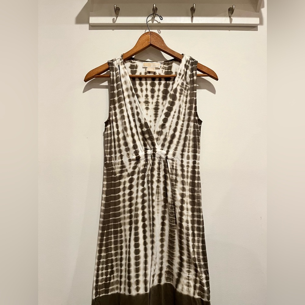 Michael Kors Green and White Tye Dye Dress - Size Small (runs large) 100% Cotton